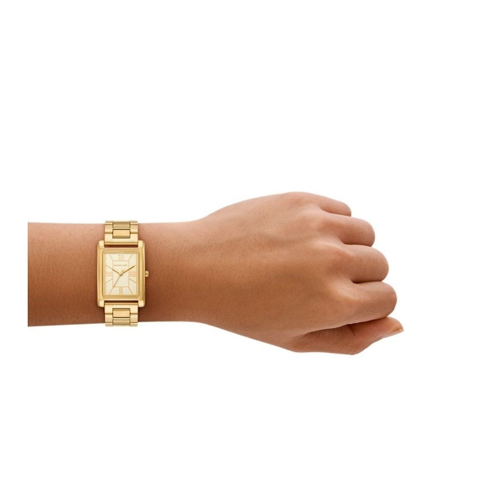 Essex, Rectangular Ladies Gold Stainless Steel Watch