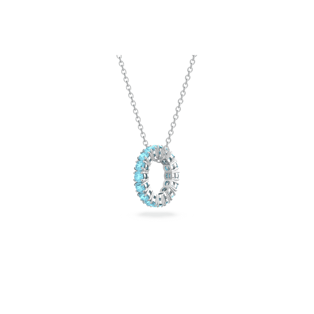 Exalta pendant, Round cut, Blue, Rhodium plated