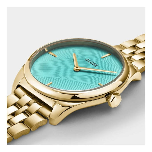 Féroce Petite, Leaf Texture Pool Blue Dial, Ladies Stainless Steel Watch