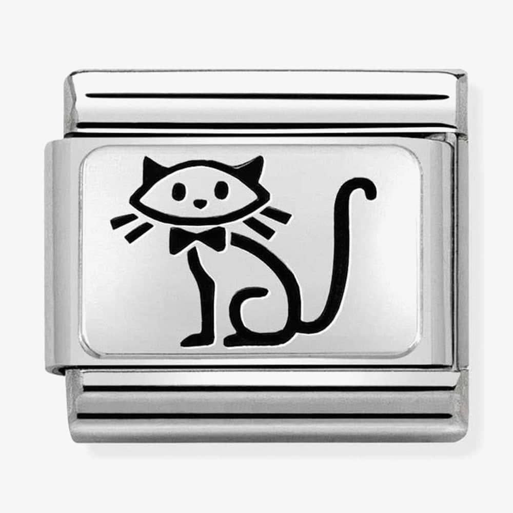 FAMILY CAT WITH BLACK ENAMEL OUTLINE & BOW DETAIL