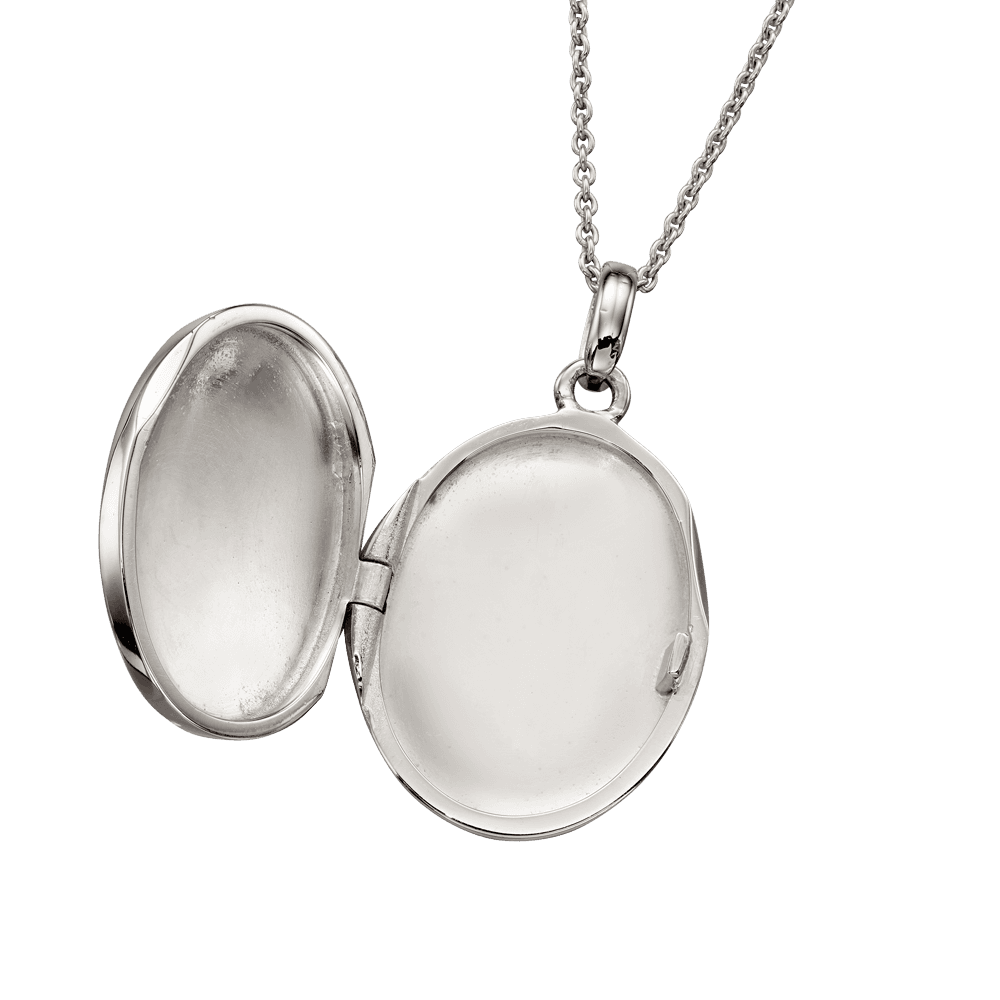 FIADH STERLING SILVER OVAL LOCKET WITH STERLING SILVER CHAIN