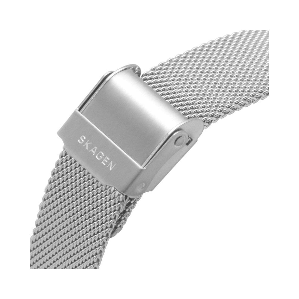 FREJA STAINLESS STEEL LADIES MESH BRACELET WATCH W/GOLD & ZIRCONIA DETAIL