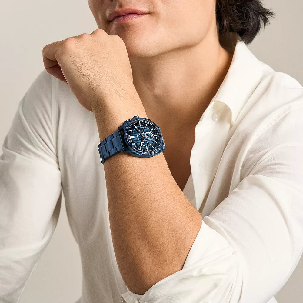 Fossil Machine Chronograph Navy Gents Stainless Steel Watch