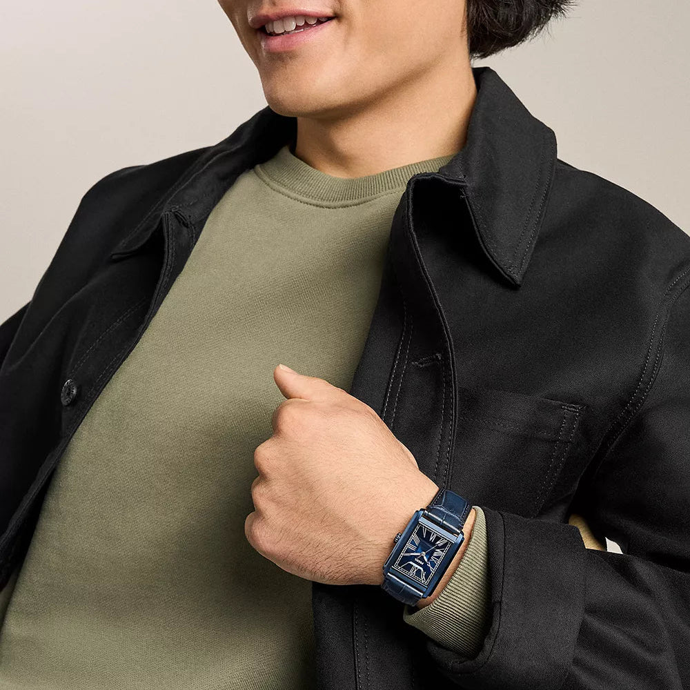 Fossil Carraway Three-Hand Gents Navy Croco Leather Watch