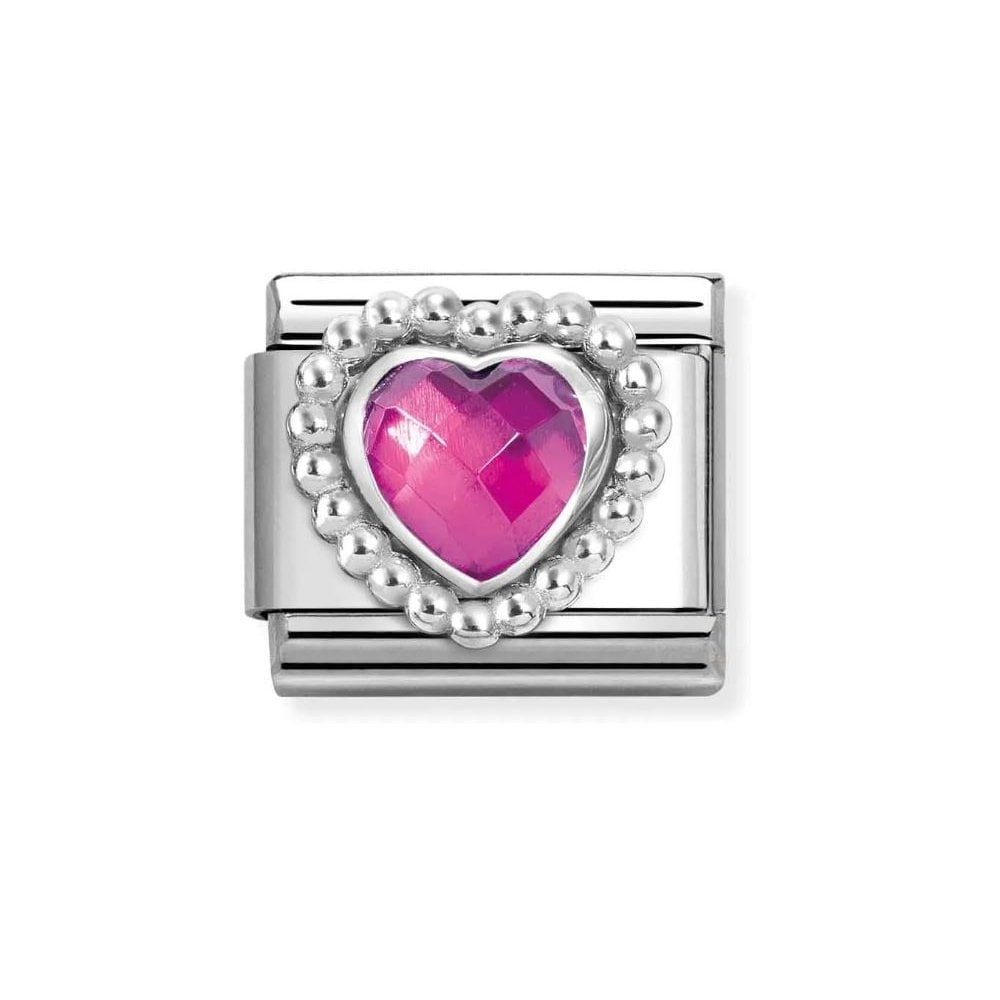 FUCHSIA CZ HEART WITH DOTS NOMINATION CHARM