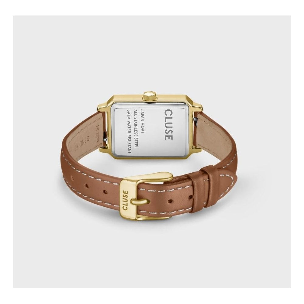Fluette, Sand Texture White Dial, Ladies Nutshell Leather Watch