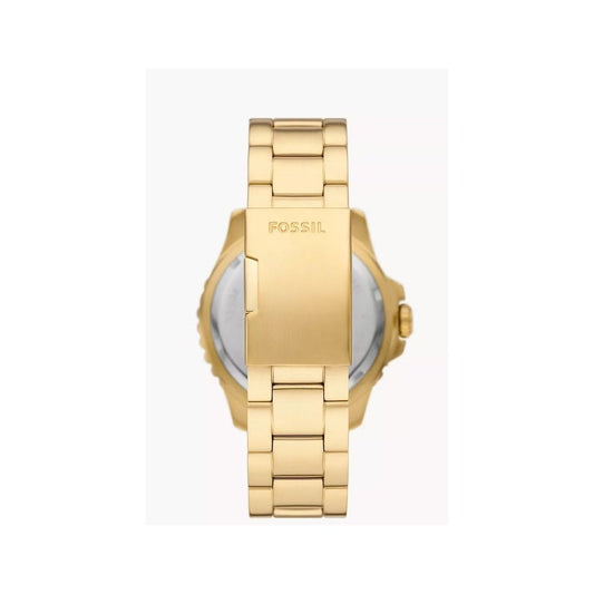 Fossil Blue GMT, Black Dial, Gold-Toned Gents Stainless Steel Watch