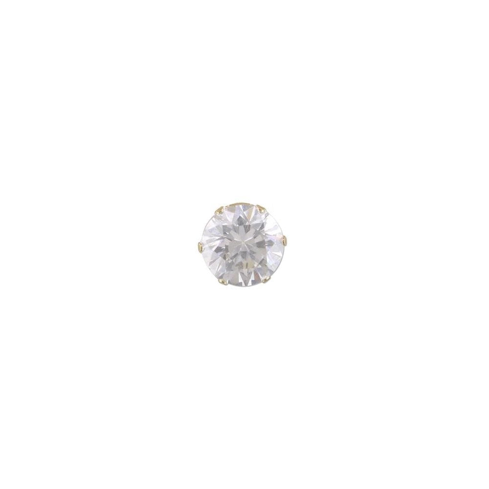 GENTS 9CT GOLD SINGLE ROUND CUBIC ZIRCONIA STUD EARRING