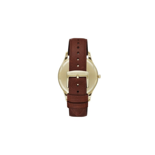 GENTS GOLD ANALOGUE BROWN LEATHER STRAPPED WATCH