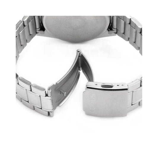 GENTS STAINLESS STEEL BRACELET WATCH WITH BLACK DIAL