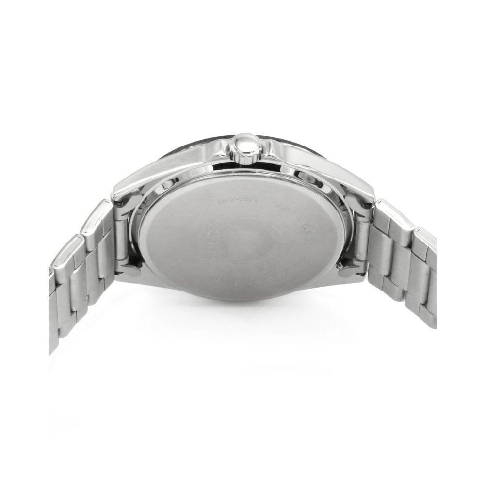 GENTS STAINLESS STEEL BRACELET WATCH WITH BLACK DIAL