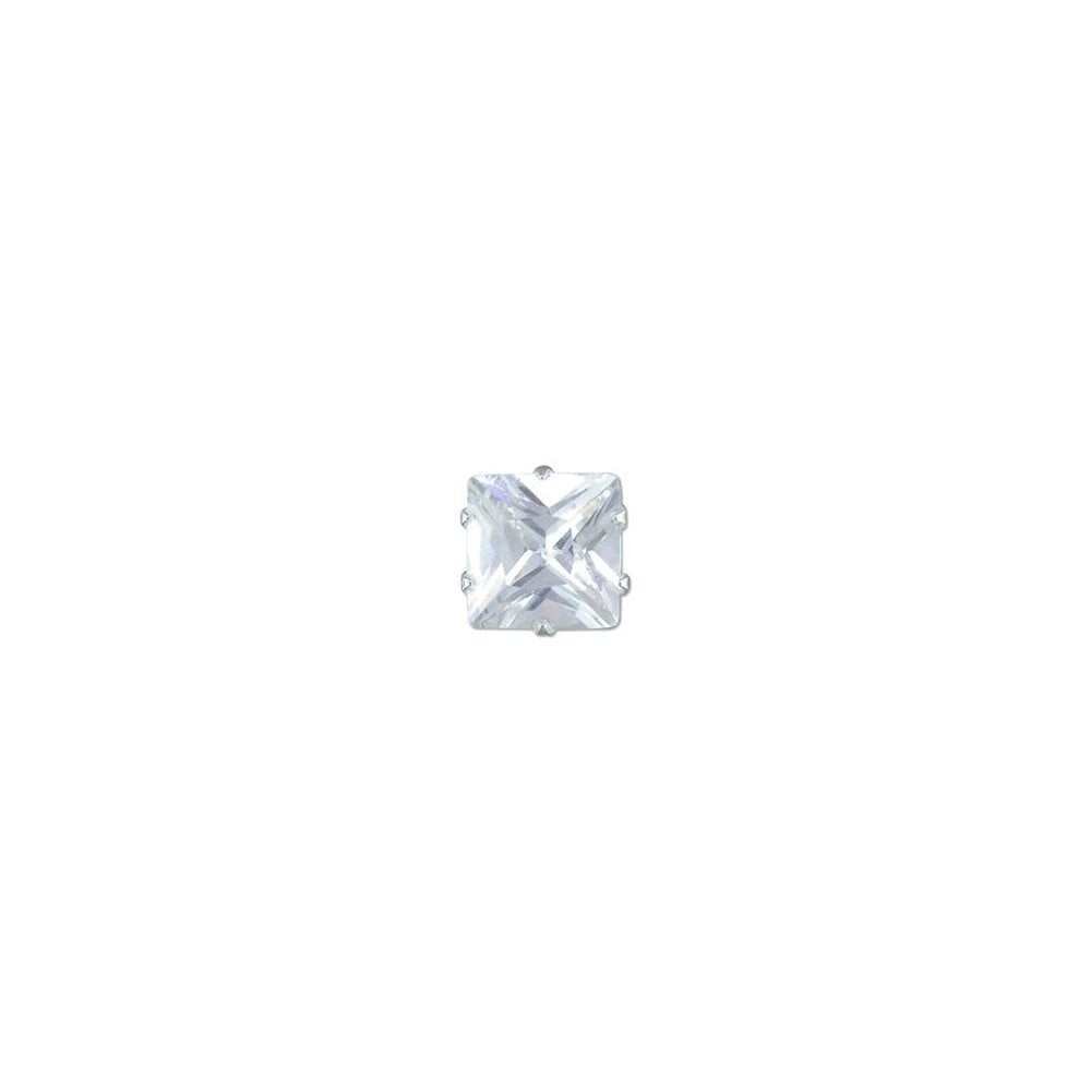 GENTS STERLING SILVER SINGLE SQUARE CUBIC ZIRCONIA STUD EARRING