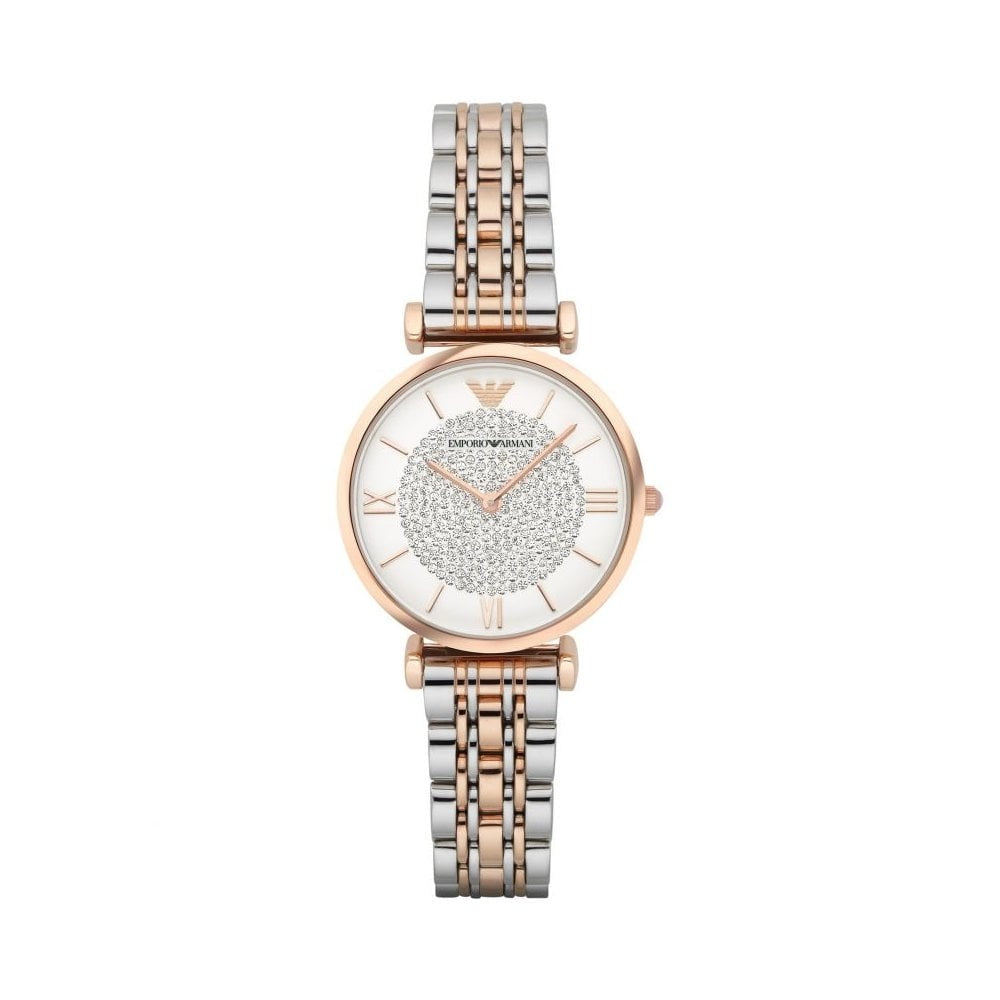 GIANNA LADIES ROSE GOLD & STAINLESS STEEL BRACELET WATCH W/ ZIRCONIA DETAIL