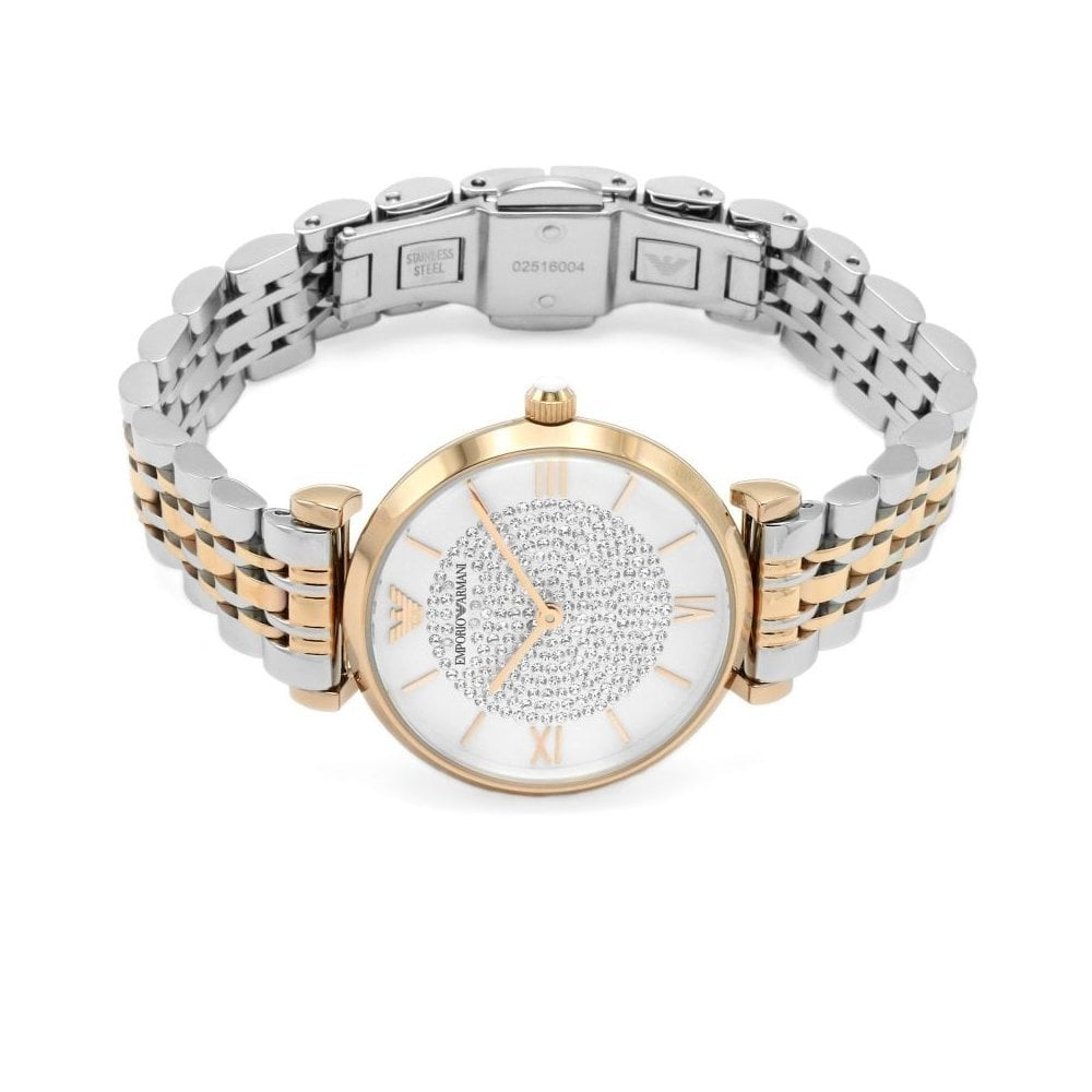GIANNA LADIES ROSE GOLD & STAINLESS STEEL BRACELET WATCH W/ ZIRCONIA DETAIL