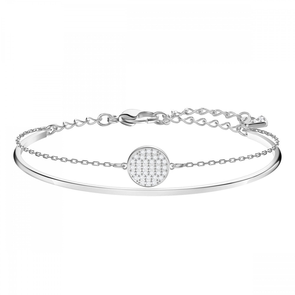 GINGER BANGLE, WHITE SWAROVSKI CRYSTAL, RHODIUM PLATED