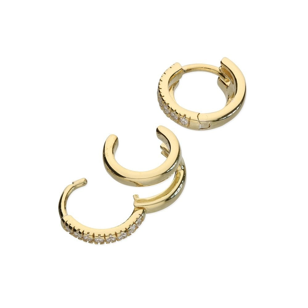 GOLD ON SILVER CUBIC ZIRCONIA HOOP EARRINGS