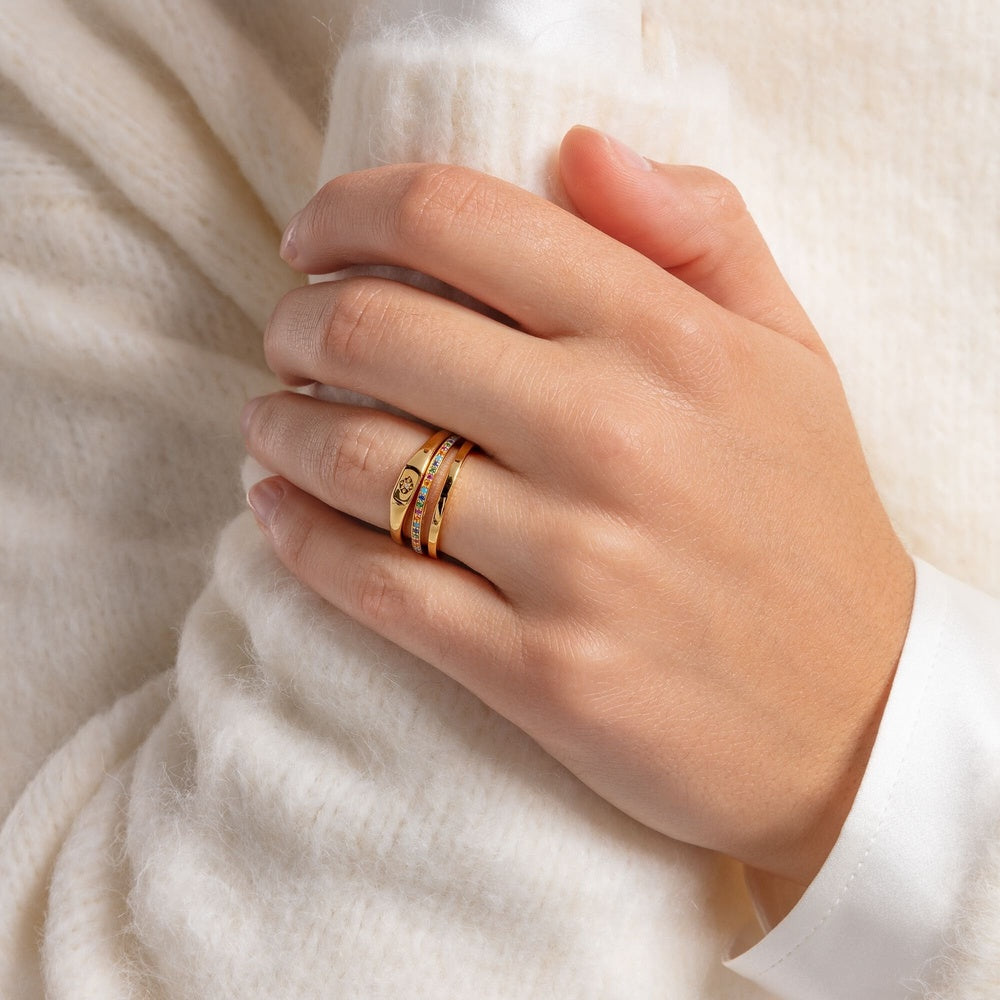 GOLD ON SILVER CUBIC ZIRCONIA STAR RING