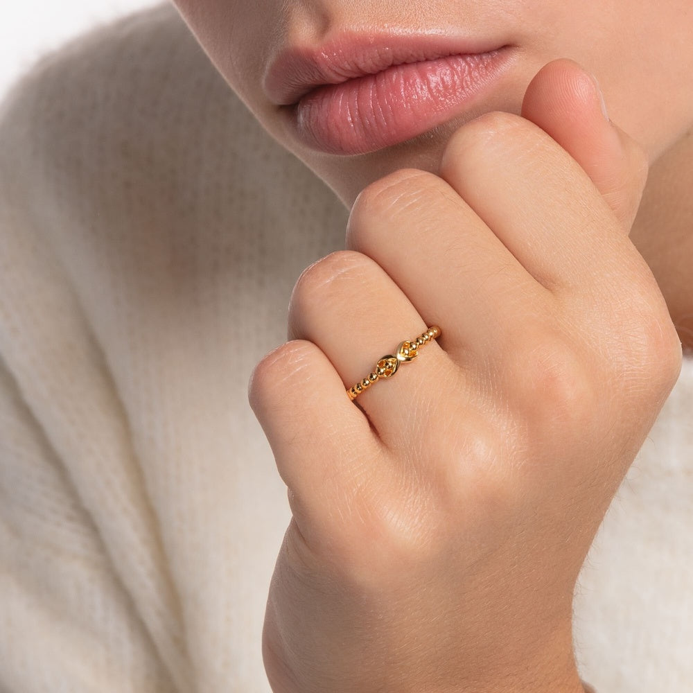 GOLD ON SILVER DOTS WITH INFINITY SYMBOL RING