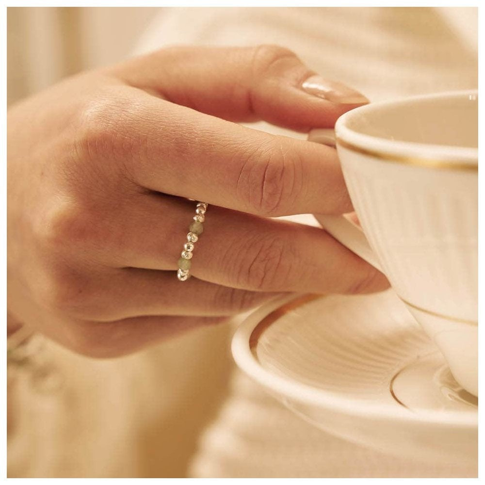 GOLD ON SILVER HAPPINESS AVENTURINE RING