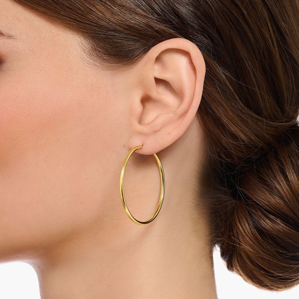 GOLD ON SILVER MEDIUM HOOP EARRINGS