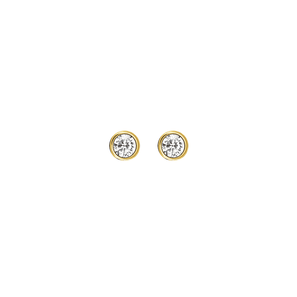 GOLD ON SILVER ZIRCONIA IN BEZEL SETTING STUD EARRINGS