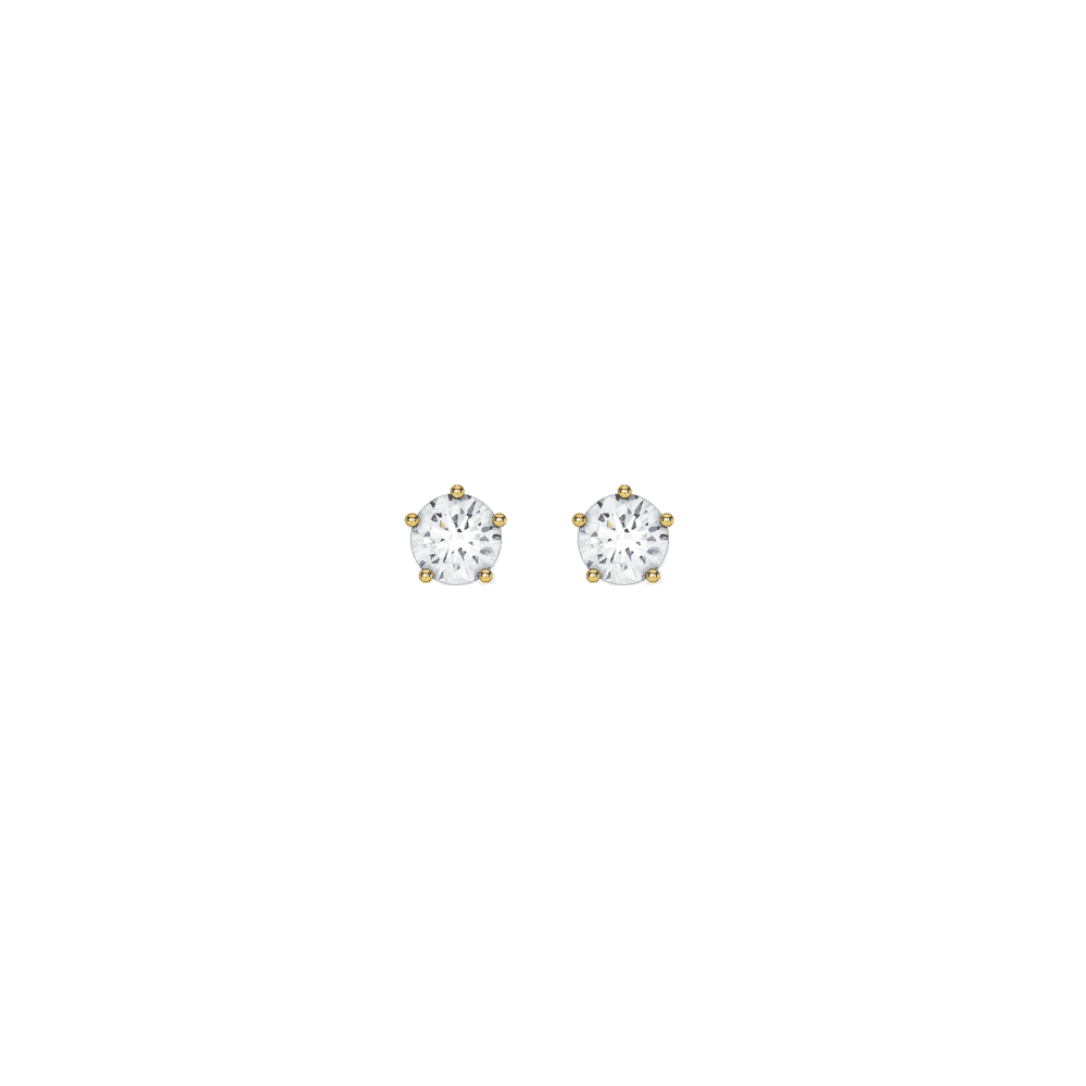 GOLD ON SILVER ZIRCONIA ROUND STUD EARRINGS