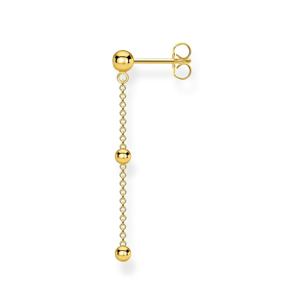 GOLD ON STERLING SILVER SINGLE EAR STUD WITH GRAPHICAL BUBBLES
