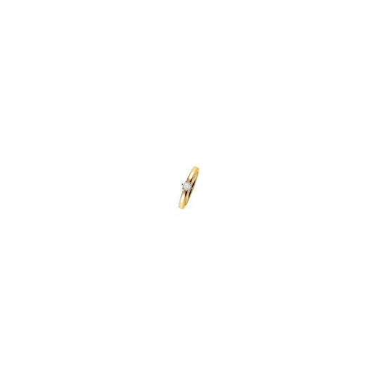 GOLD ON STERLING SILVER WHITE ZIRCONIA SINGLE STONE RING