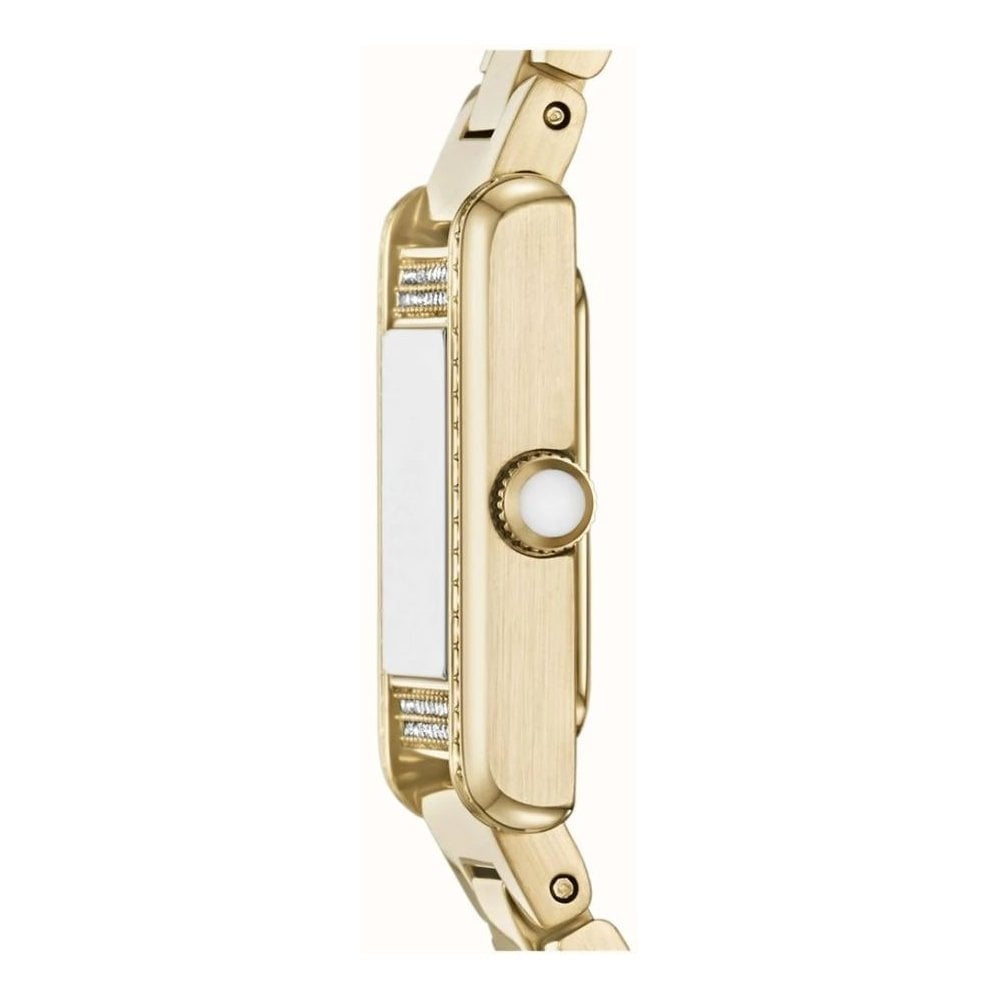 Genni, Pavé, Mother of Pearl Dial, Ladies Gold Stainless Steel Watch