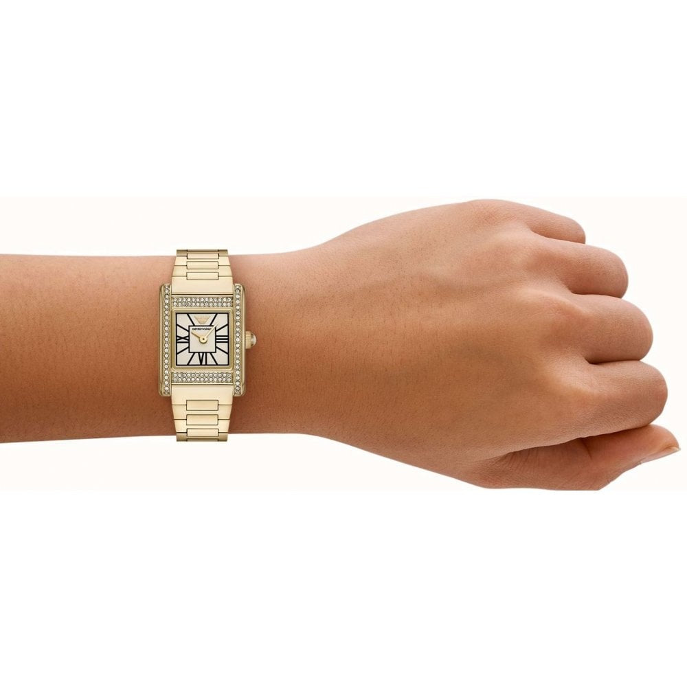 Genni, Pavé, Mother of Pearl Dial, Ladies Gold Stainless Steel Watch