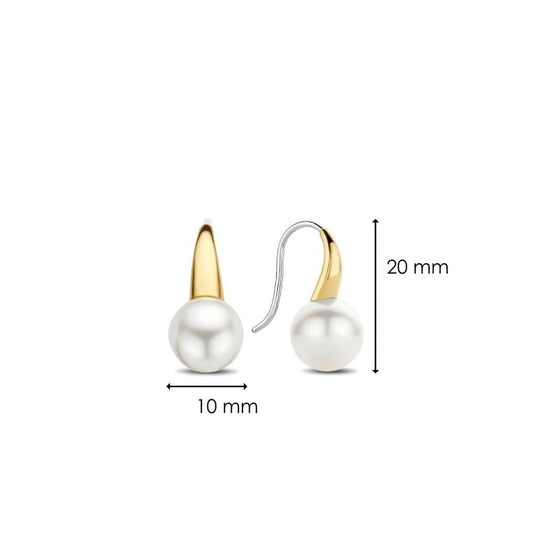 Gold On Silver Pearl Drop Earrings