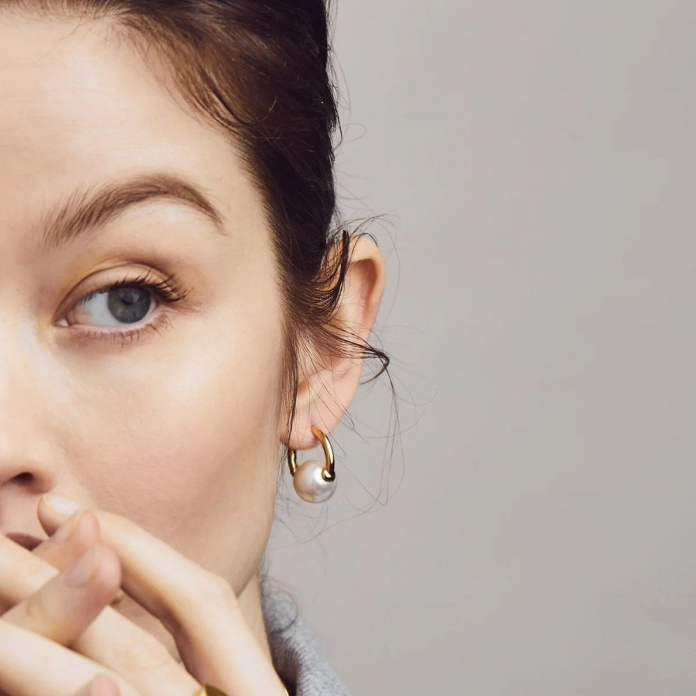 Gold On Silver Pearl Drop Earrings