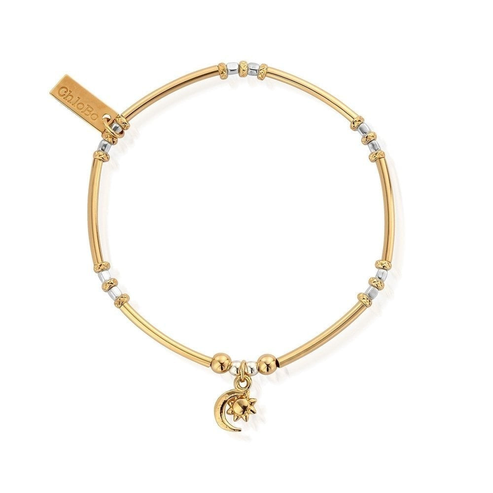 Gold and Silver Dainty Moon and Sun Bracelet