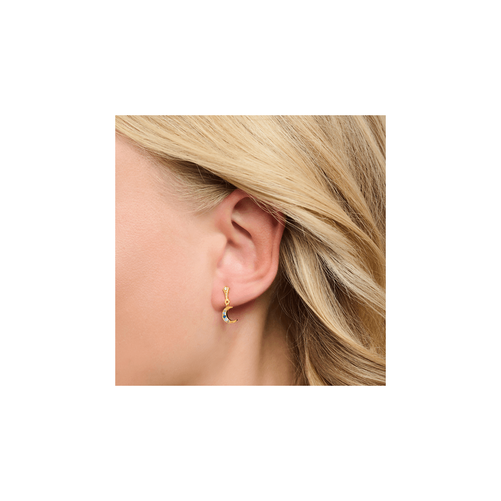 Gold on Silver Royalty Moon with stones Earrings