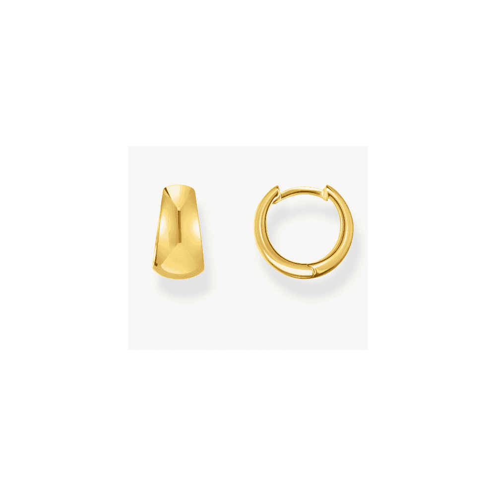 Gold-plated classic hoop earrings in chunky, trapezoidal shape
