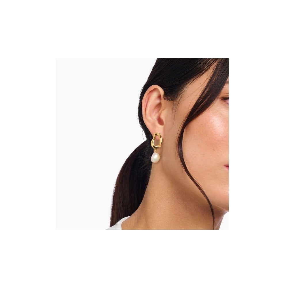 Gold-plated earrings with freshwater pearl Natural Beauty