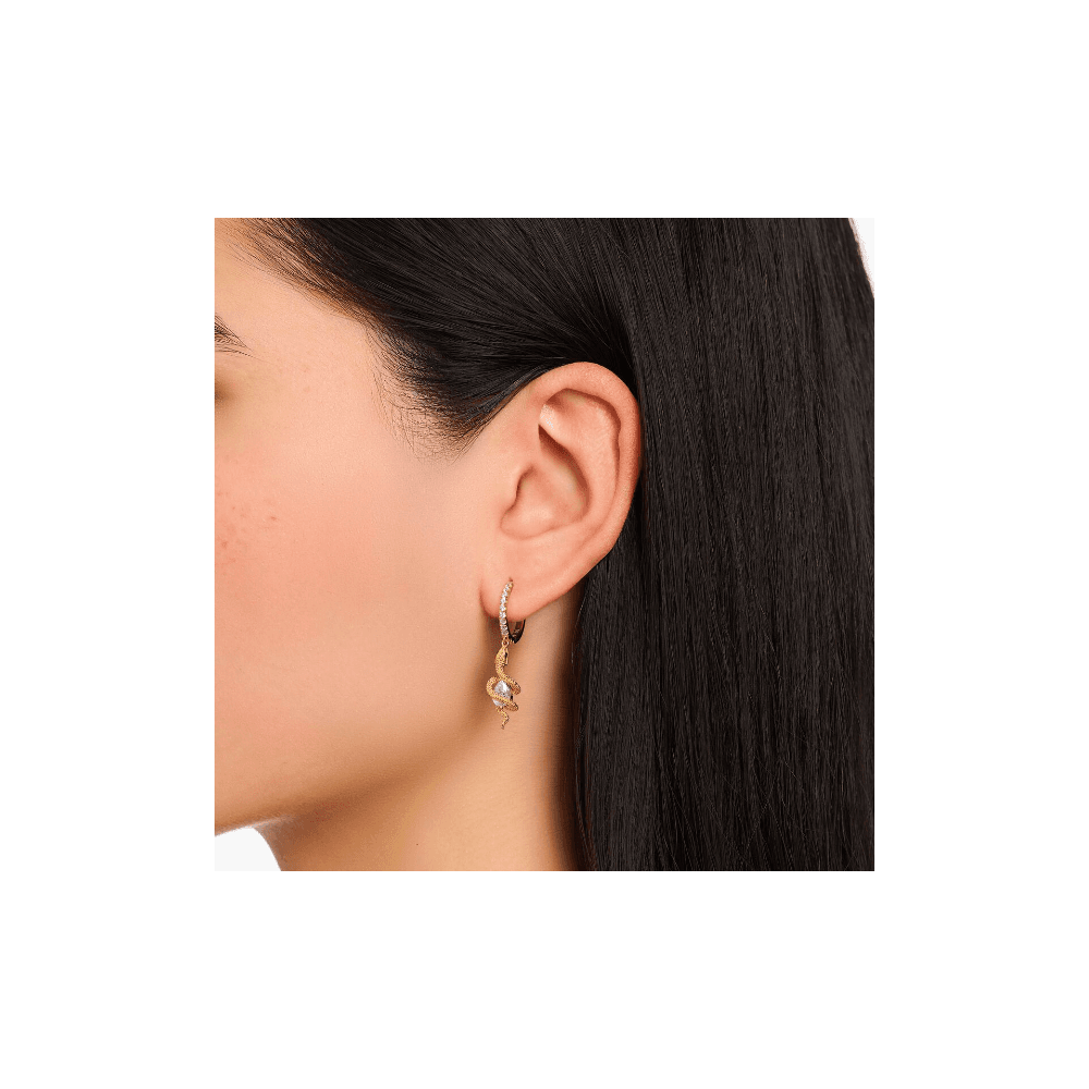 Gold-plated hoop earrings with pendant Tempting Romance