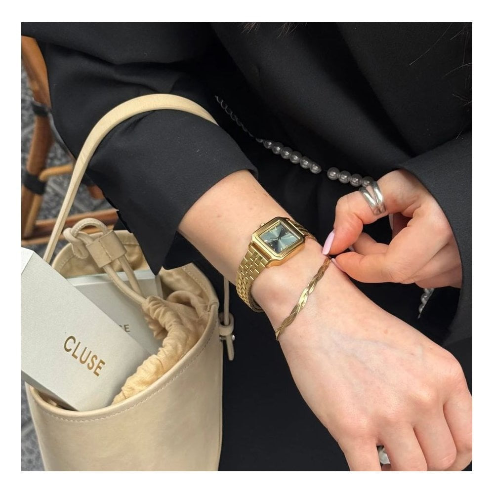 Gracieuse Petite, Sage Green Dial, Ladies Gold Stainless Steel Watch