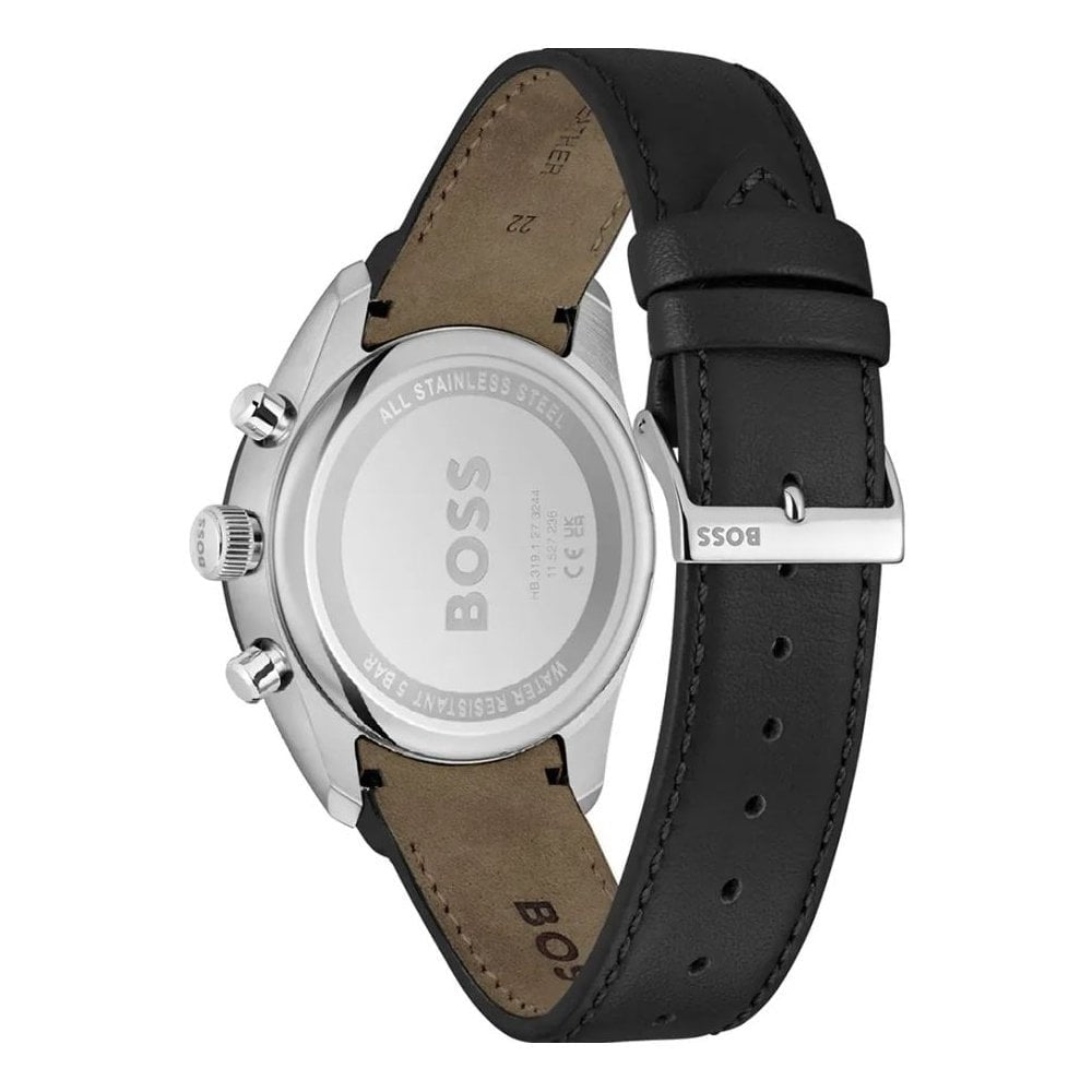 Grand Prix, Black Dial, Chronogtaph, Black Leather Gents Watch