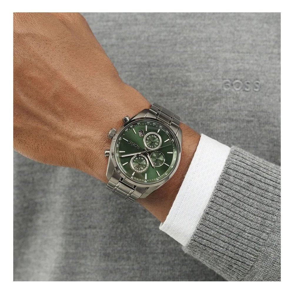 Grand Prix, Green Dial, Gents Gunmetal Stainless Steel Watch