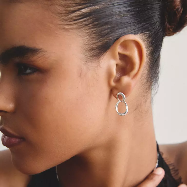 Thomas Sabo Sterling Silver Intertwined Rings Drop Earrings