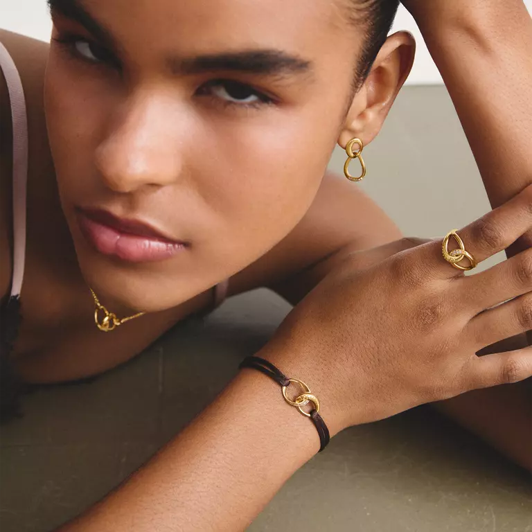 Thomas Sabo 18ct Gold on Silver Intertwined Rings Drop Earrings