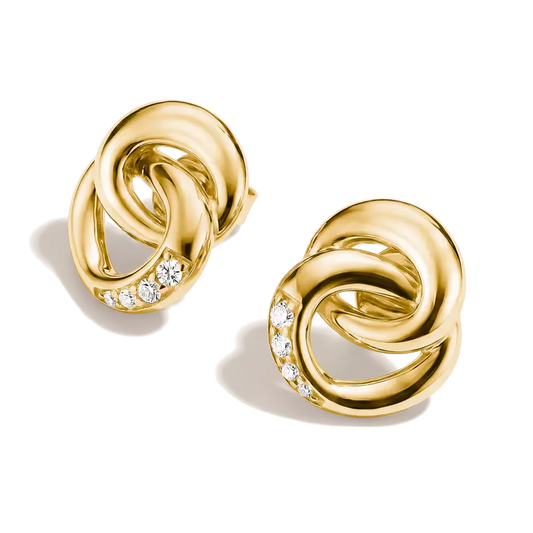 Thomas Sabo 18ct Gold on Silver Intertwined Rings Stud Earrings with White Zirconia