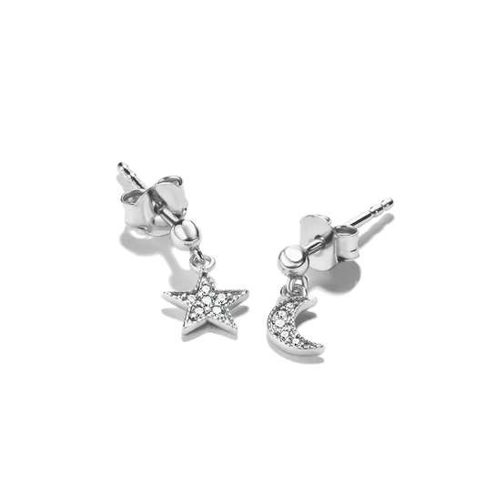 Thomas Sabo Moon and Star Drop Earrings with White Zirconia