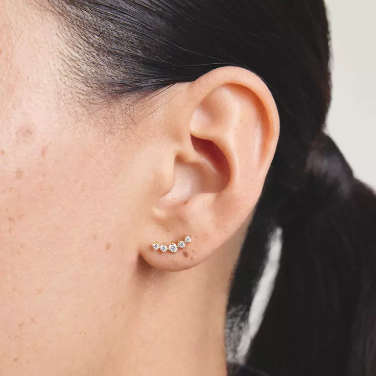 Thomas Sabo 18ct Gold on Silver Climber Earrings with White Zirconia