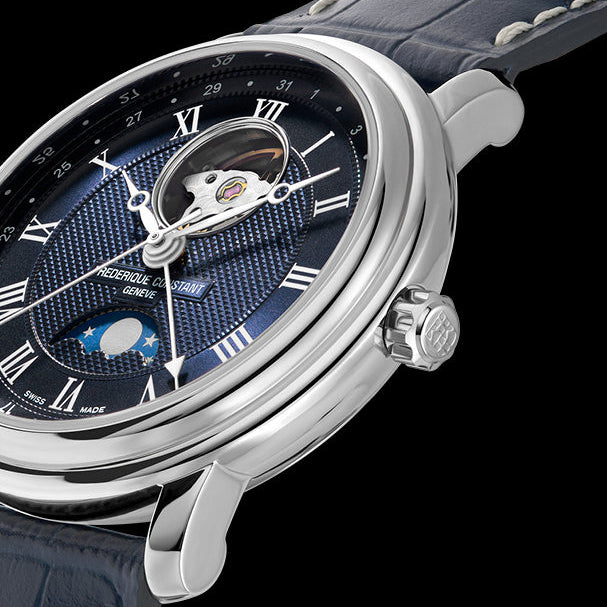 Frederique Constant Classics Heart Beat Moonphase Date Automatic Gents Navy Leather Watch