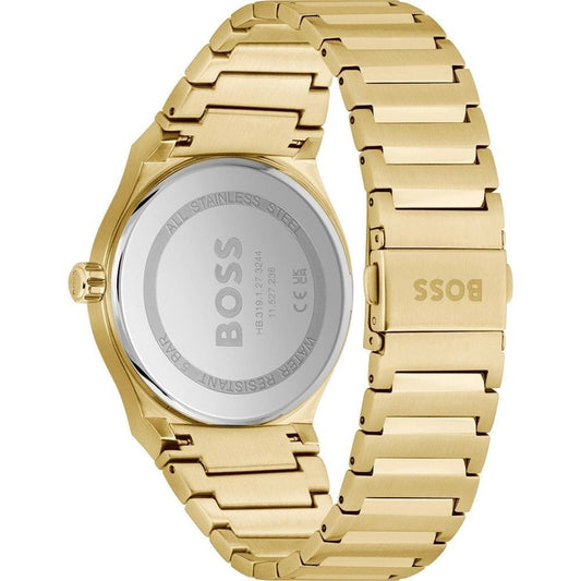 HUGO BOSS CANDOR GOLD CASE BRACELET WITH BLACK DIAL GENTS WATCH