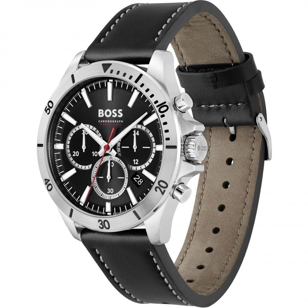 HUGO BOSS Gents Troper Black Leather Strap Watch