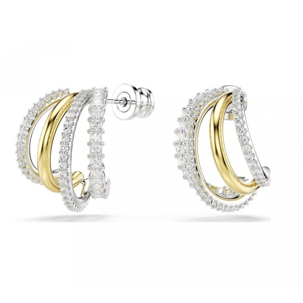 HYPERBOLA MIXED CUTS TWO TONED HOOP EARRINGS
