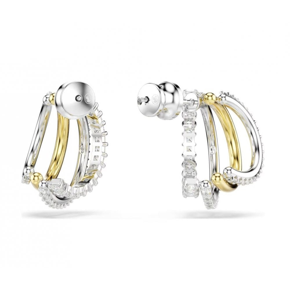 HYPERBOLA MIXED CUTS TWO TONED HOOP EARRINGS